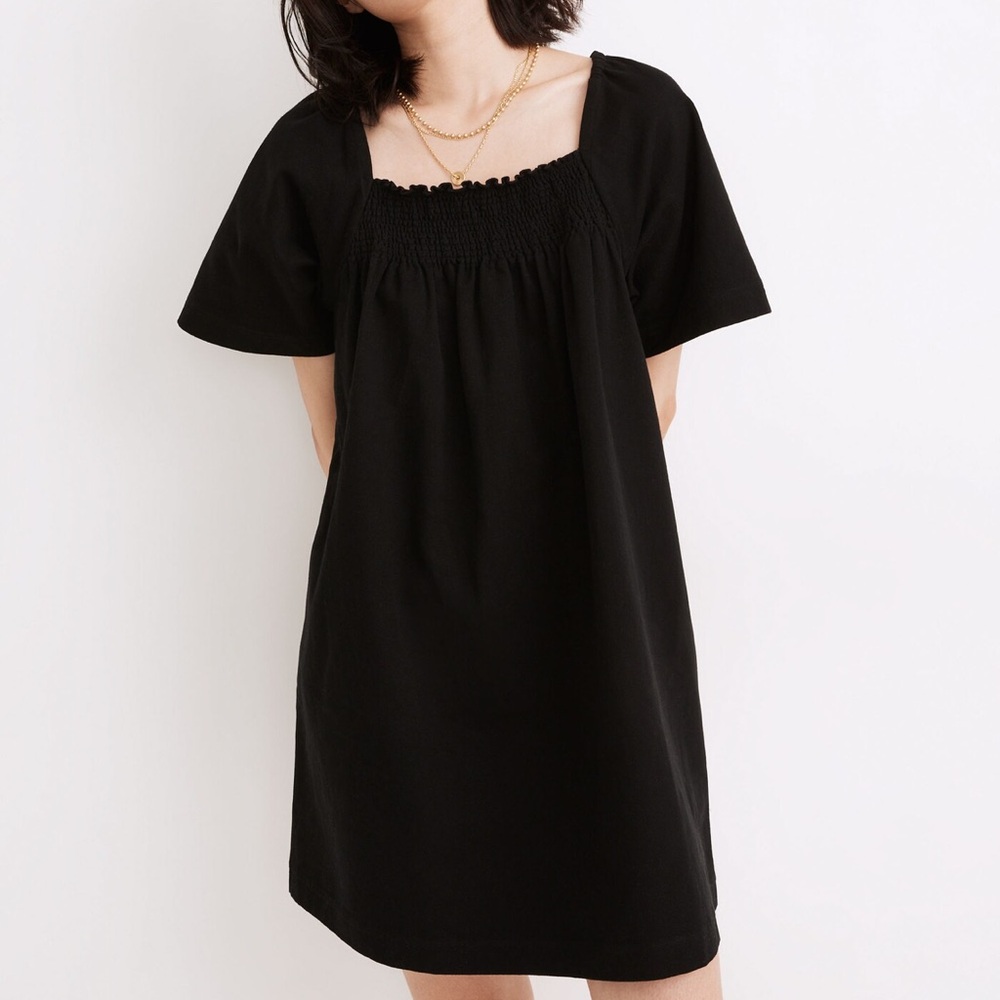 NWT Madewell Smocked-Neck Wide-Sleeve Mini Dress